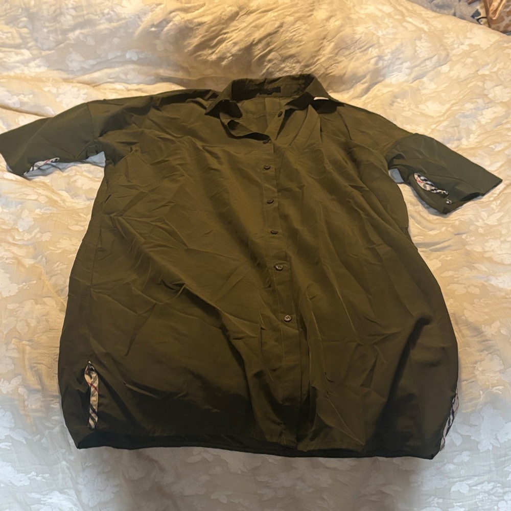 Women's Casual Olive Button Down Shirt